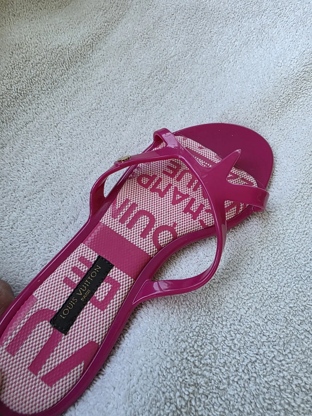 Louis Vuitton Women's Pink Jelly Sandals Size 36